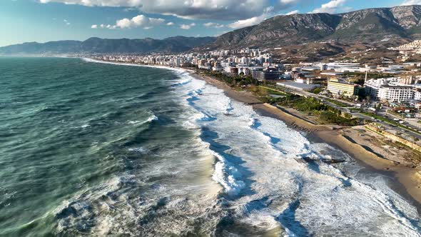Aerial View Strong Storm Background Turkey Alanya alt