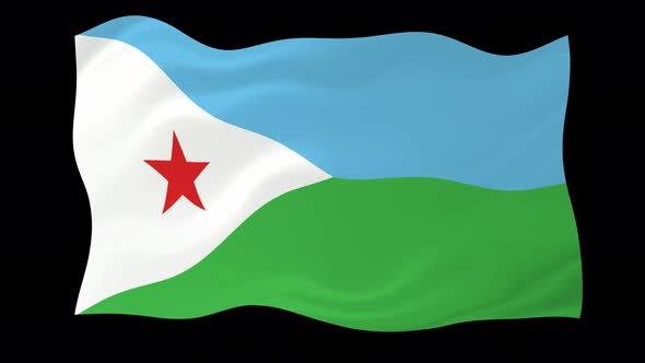 Djibouti Waving Flag Animated Black Background