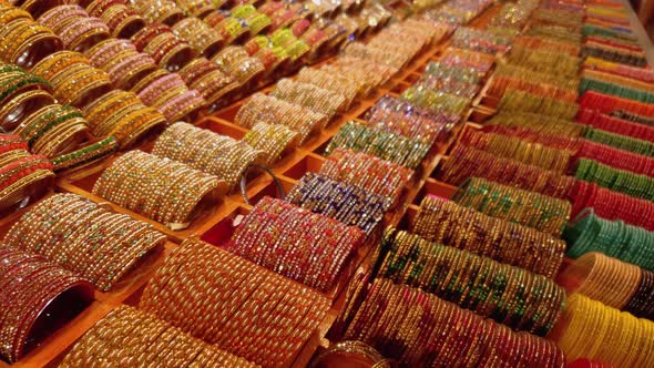 Indian traditional colourful women's glass bangles decorated for sale