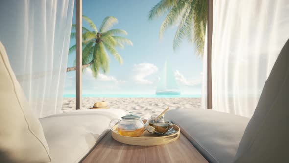 Comfortable Lounge Canopy On VIP Beach Seascape alt