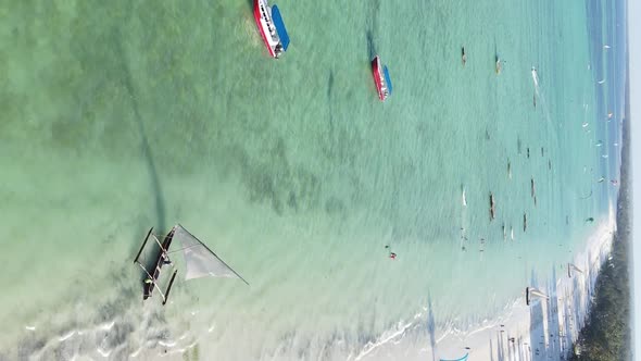 Zanzibar Tanzania  Vertical Video of the Ocean Near the Coast Slow Motion alt