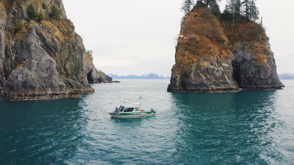 Fishing Boat along Arctic Coastline