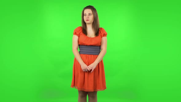 Cute Girl Is Scared, Then Smiles and Sighs in Relief alt