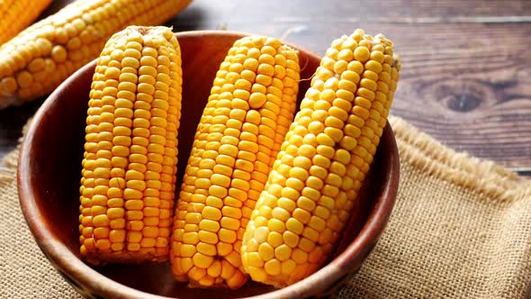 Sweet Corns in a Bowl on Table alt