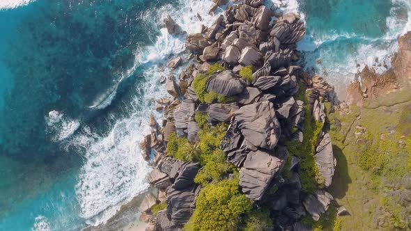 Amazing Aerial View of Grand Anse in La Digue Island Seychelles alt