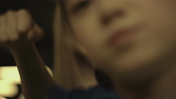 Closeup Diverse Pupils Shouting on Conflict Victim Standing School Hall Together alt