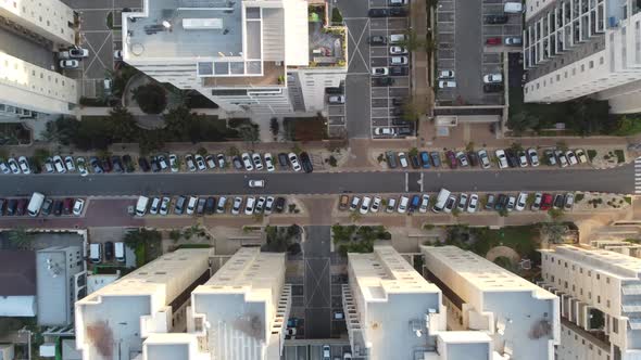 Drone Flying High Over street -  Israel