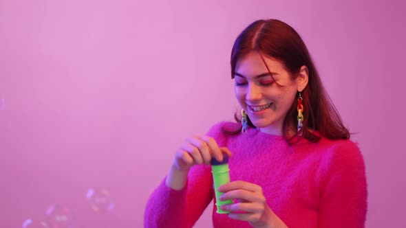 Soap Bubbles Leisure Childish Woman Playful Joy alt