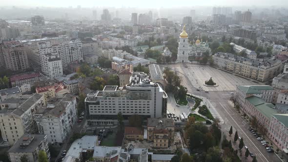 Cityscape of Kyiv, Ukraine. Aerial View, Slow Motion alt