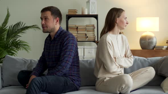 Angry Couple Sit Separate Couch Ignore Avoid Talking After Family Fight Misunderstanding alt