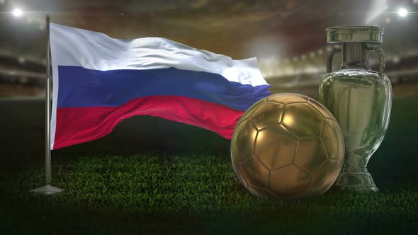 Russia Flag with Football And Cup Background Loop alt
