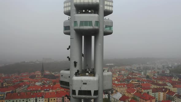 Aerial View of Citycape of Old Town of Prague, with a Lot of Rooftops, Churches, and the Landmark of