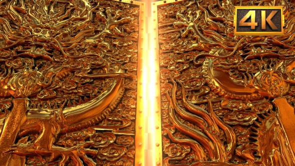 [4K]Mysterious Oriental Dragon Door Opening alt