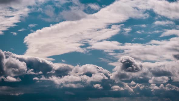 Timelapse of Gray Cumulus Clouds Moves in Blue Dramatic Sky Cirrus Cloud Space alt