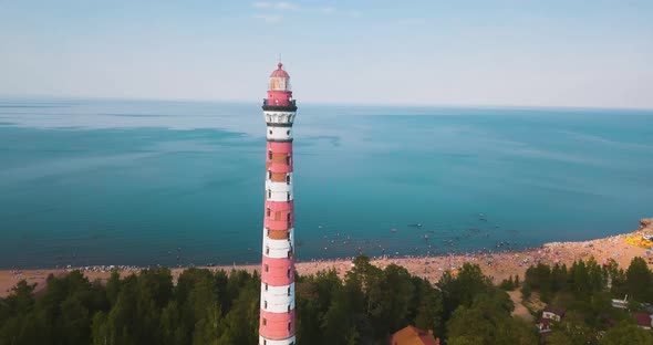 Osinovets Lighthouse in the Ladoga Lake in Russia
