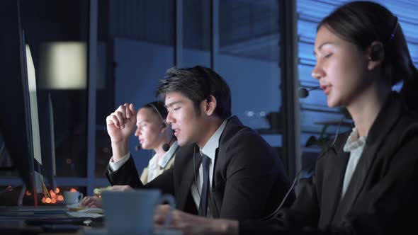 Call center workers working during the night are stressed and frustrated