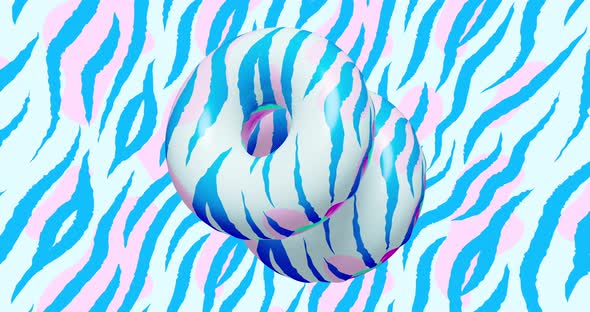 Minimal motion 3d art.  Animal print Donuts 