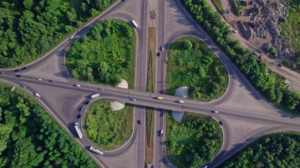 Highway Multilevel Junction Road with Moving Cars alt