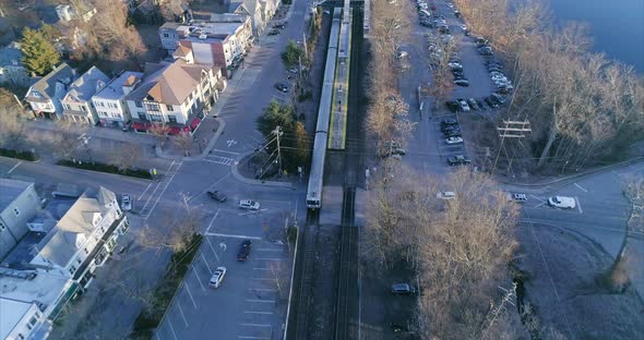 Aerial View of a Passing Train and Westchester New York alt