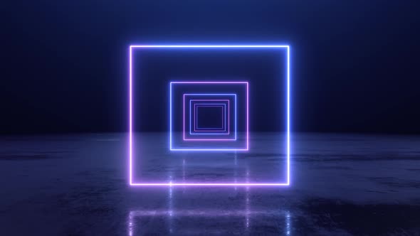 VJ Abstract Neon Square Tunnel alt