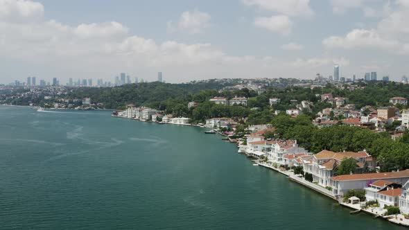 Istanbul Bosphorus And Waterside Houses Aerial View 2
