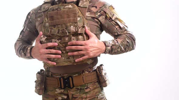 Special Forces soldier in camouflage in multicam and plate carrier