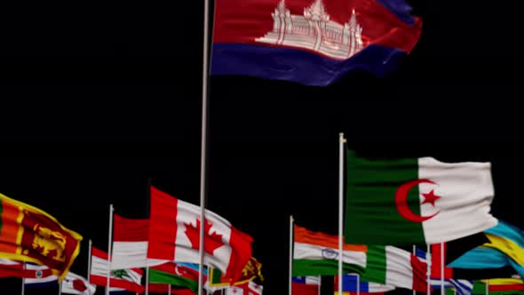 Cambodia Flag With World Flags In Alpha Channel