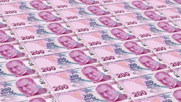 Two Hundred Turkish Lira. It's Moving to the Right. Looped Animation. alt