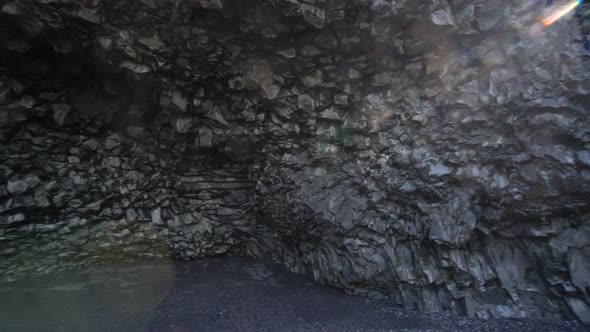 Volcanic Cave on Reynisdrangar Beach Vik Iceland alt