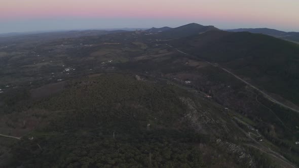 Aerial drone view of Serra de Sao Mamede from Marvao alt