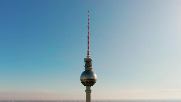 Aerial View of TV Tower Fernsehturm on Alexanderplatz in Berlin Germany