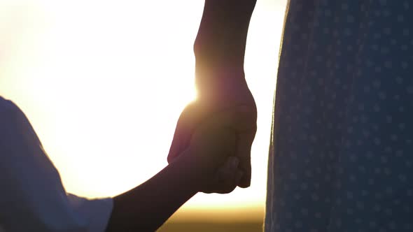 People Together Hold Hands at Sunset alt