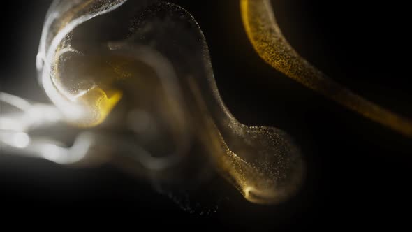 Gold And White Fluid Particles Movement Full HD Loopable