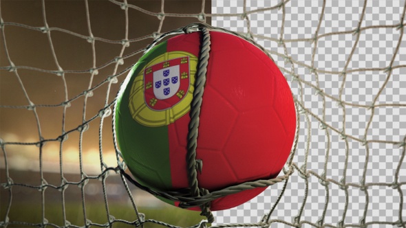 Soccer Ball Scoring Goal Night Frontal - Portugal