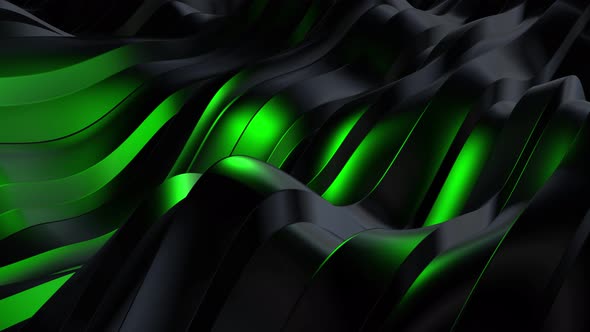 4k Green Light Black Glossy Wave