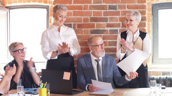 Caucasian Adult Blonde Man in Stylish Blue Suit Found Great Idea alt