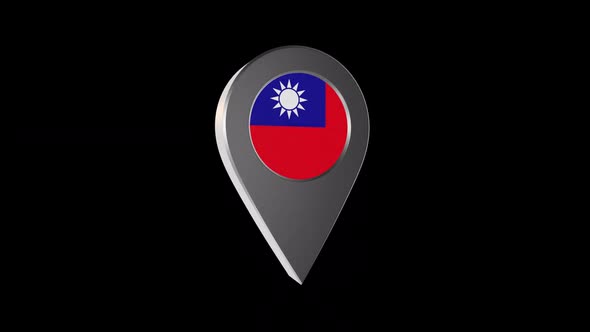 3d Animation Map Pointer With Taiwan Flag With Alpha Channel - 2K alt