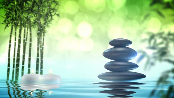 Zen stones with bamboo and water loop