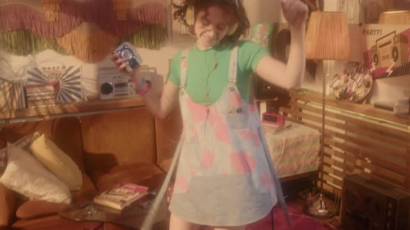 Girl with Cassette Player Dancing alt