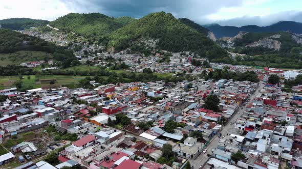 San Cristobal De Las Casas Aerial Drone Fly Above Mexican City Traditional Hill Vall alt