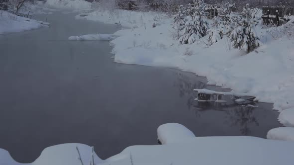 Dog Barking in the Frosty Morning on the River alt