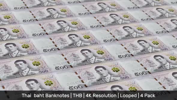 Thailand Banknotes Money / Thai baht / Currency ฿ / THB / 4 Pack - 4K alt