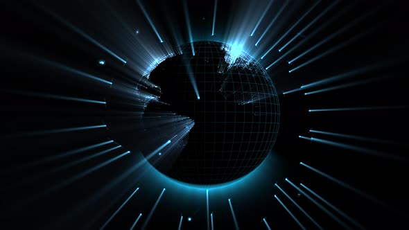 digital globe presented as hologram radiating light effect alt