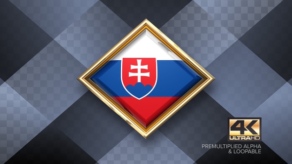 Slovakia Flag Rotating Badge 4K Looping with Transparent Background