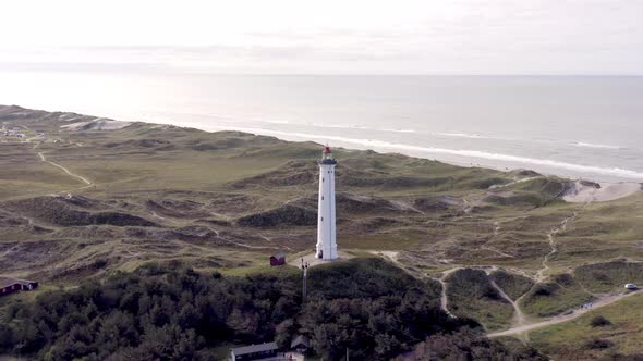 A Lighthouse on the Dunes of Northern Denmark at Lyngvig Fyr alt