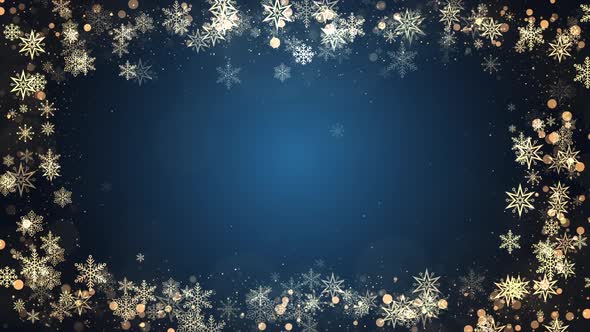 Christmas Snowflakes Frame on Blue