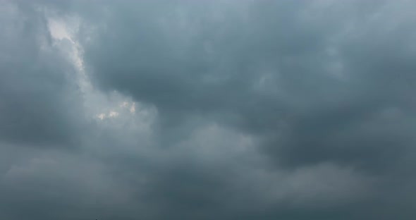 Cloudscape dramatic grey heaven while the thunderstorm is coming. View up in  moving cloud cluster