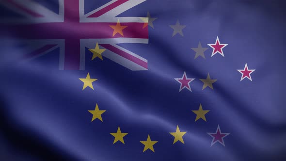 EU New Zealand Flag Loop Background 4K
