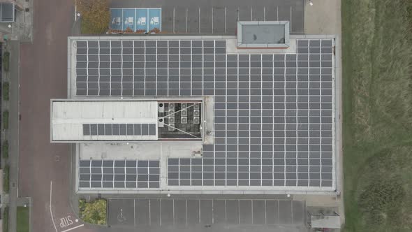 Bird's Eye View Of Solar Panels On Building Rooftop In Park West Business Park, Dublin, Ireland - dr alt