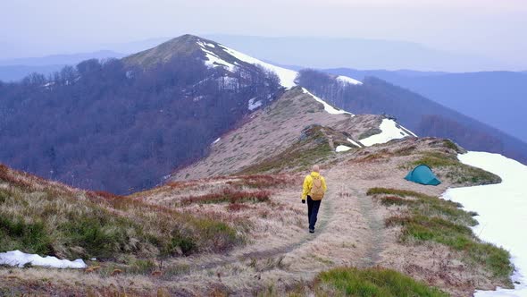 Tourist Near His Tent